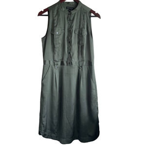 Banana Republic Women’s Dress Round Neck Sleeveless 3/4 Button Pockets Midi 8